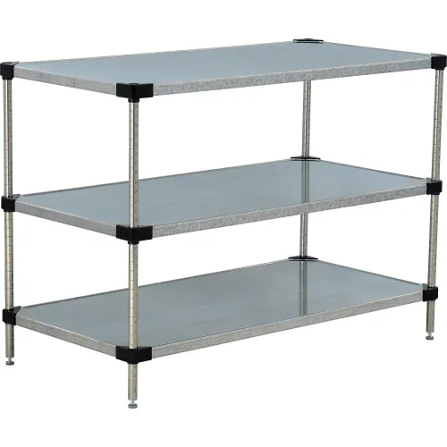 Nexel® 3 Shelf, Galvanized Steel Solid Shelving Unit, Starter, 42