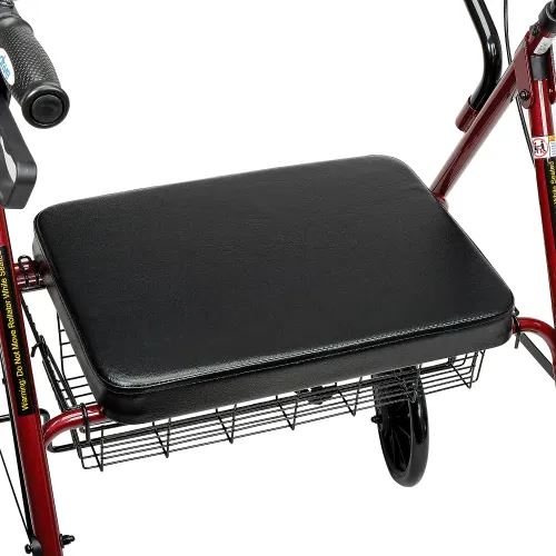 Heavy Duty Folding Rollator Walker + Seat [Red Steel] – Because Market