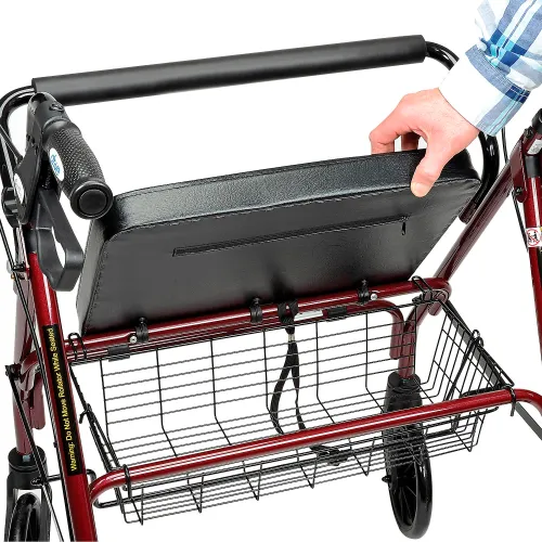 Red Steel Heavy Duty Folding Rollator Walker