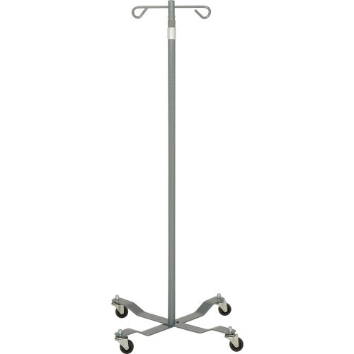 Economy Removable Top I. V. Pole, Silver Vein, 2 Hook, 40" - 82" Height
																			