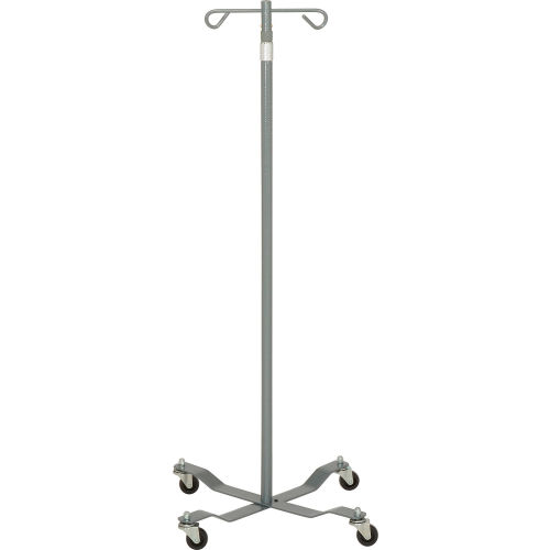 Economy Removable Top I. V. Pole, Silver Vein, 2 Hook, 40" - 82" Height