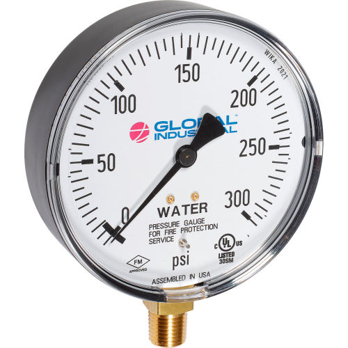 Global Industrial™ 4in Type 111.10SP 300PSI Gauge - 1/4in NPT LM Polycarbonate