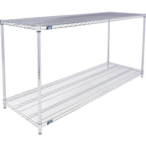 Nexel® 2 Shelf, Chrome Wire Shelving Unit, Starter, 72"W x 21"D x 34"H