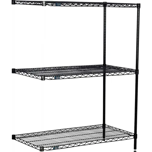 Nexel® 3 Shelf, Black Epoxy Wire Shelving Unit, Add On, 72