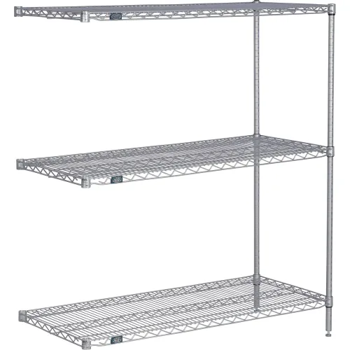 Nexel® 3 Shelf, Nexelate® Silver Epoxy Wire Shelving Unit, Add On, 36"W