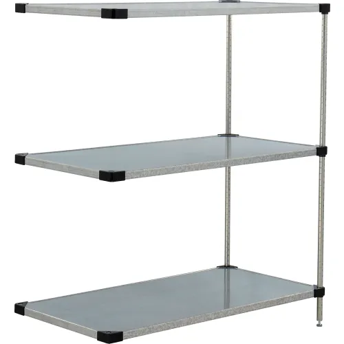 Nexel® 3 Shelf, Galvanized Steel Solid Shelving Unit, Add On, 48"W x 24