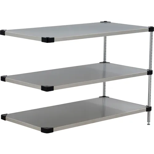 Nexel® 3 Shelf, Stainless Steel Solid Shelving Unit, Add On, 36"W x 24