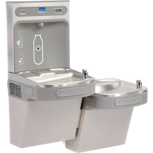 Elkay EZH2O Water Refilling Station, Wall Mount, Bi-Level, Light Gray Granite, LZSTL8WSVRLK