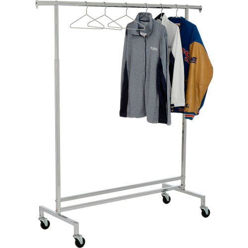 Single Hangrail Rolling Clothes Rack (K43) - Heavy Duty Square Tubing