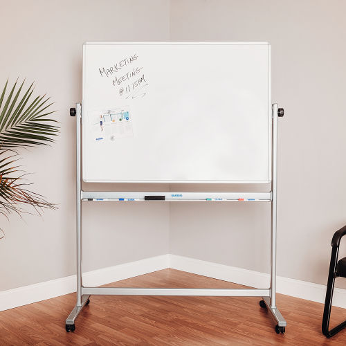 Rolling Magnetic Dry Erase Whiteboard - Reversible - 48 x 36