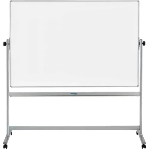 Global Industrial™ Mobile Reversible Whiteboard with Silver Frame, 72W x 48 H