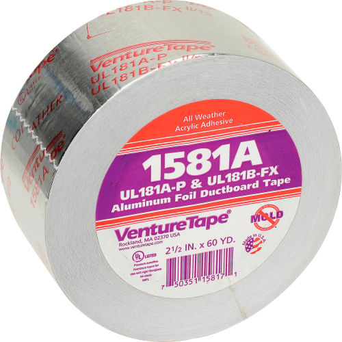 3M VentureTape Foil Tape, 2-1/2 IN x 60 Yards, 1581A-G075