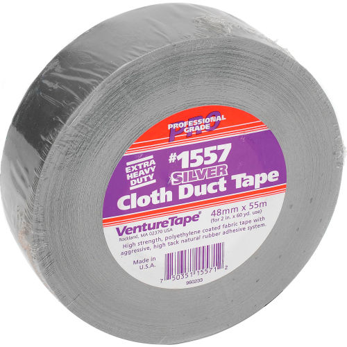 3M VentureTape Premium Cloth Duct Tape, 2 IN x 60 Yards, Silver, 1557