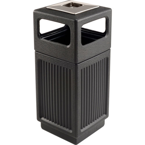 Safco® Canmeleon™ Recessed Panel, Ash Urn, Side Open, 15 Gallon, Black - 9474BL