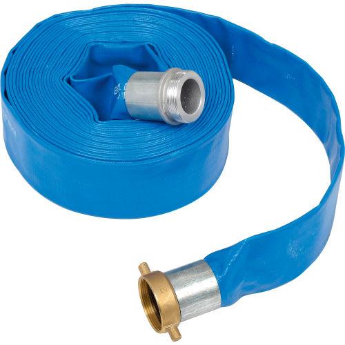 Blue PVC Layflat Hose Pipes Water Delivery Discharge Irrigation & 2 T Bolt Clips 