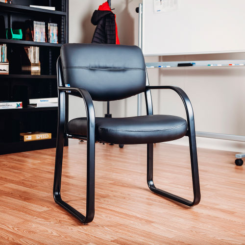 Boss Waiting Room Chair with Arms - Leather - Black
