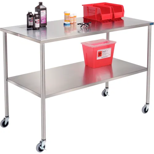 Global Industrial™ Mobile Stainless Steel Instrument Table, 72 x 24