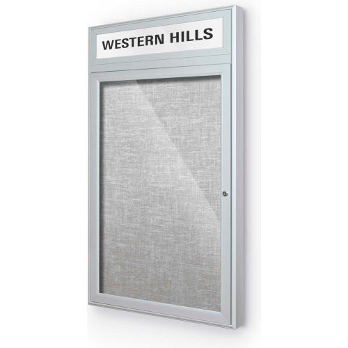 Balt® Outdoor Enclosed Bulletin Board 18"W x 24"H, Silver Trim, Platinum