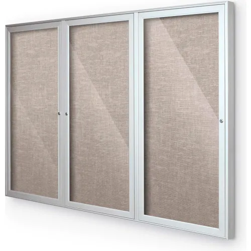 Balt® Outdoor Enclosed Bulletin Board 72"W x 36"H, Silver Trim, Gray