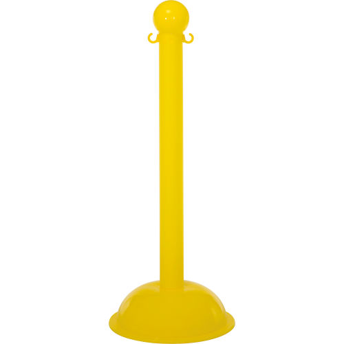 Mr. Chain 99902 Heavy Duty Plastic Stanchion, 3", Yellow W/ C-Hooks- 3" Pole, 16" Base, 41" Height