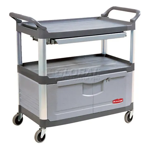 Rubbermaid® Xtra Service Cart w/4 Shelves, 300 lb. Capacity, 40-3/5L x  20W x 51H, Black