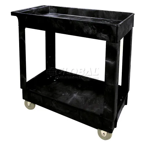 Rubbermaid Commercial Black 2 Shelves Heavy Duty Adaptable Utility Cart, 500 Pound Capacity 1997206