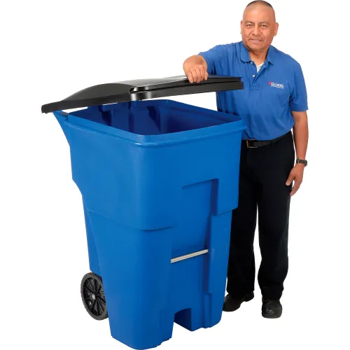 Rubbermaid FG9W2273BLUE 95 gal Utility Wheeled Trash Can - 45 3/5 H x 27  3/10 W x 35 2/5 L, Blue