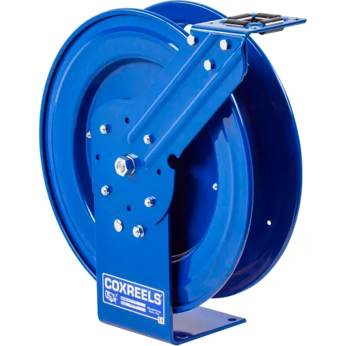 Coxreels P-LPL-350 Low Pressure Retractable Air/Water/Oil Hose Reel: 3/8 I.D, 50' Hose Capacity, Without Hose, 300 PSI, Made in USA, Blue