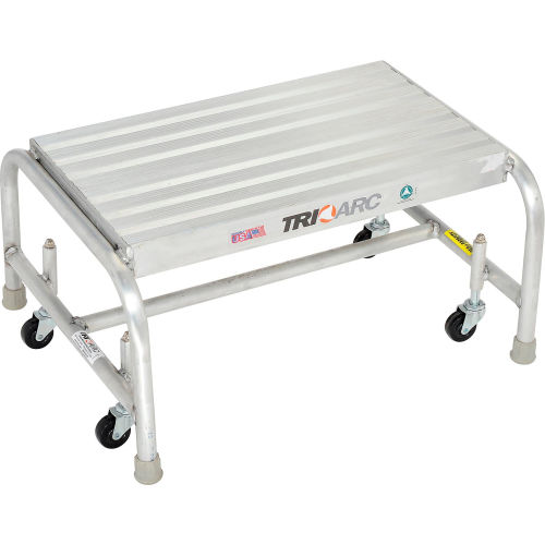 1 Step Mobile Aluminum Step Stand w/ Solid Ribbed Top Step & 24 W