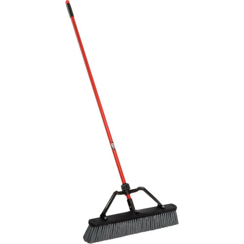 Libman® Commercial 24 in. Rough Sweep - Red Brace Handle - Pkg Qty 3