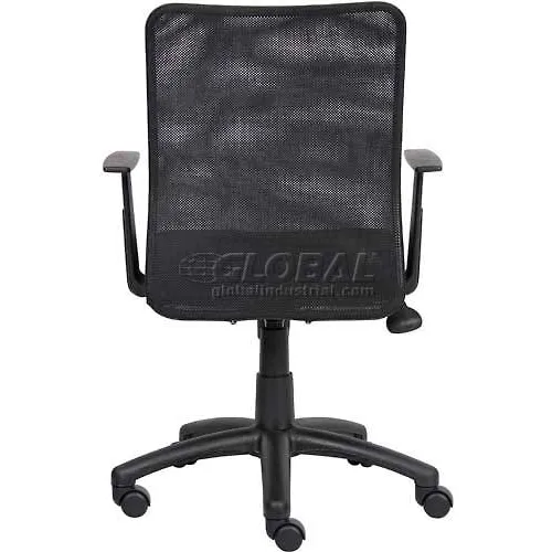 Interion® Mesh Office Chair with Adjustable Arms & Mid Back, Fabric, Black