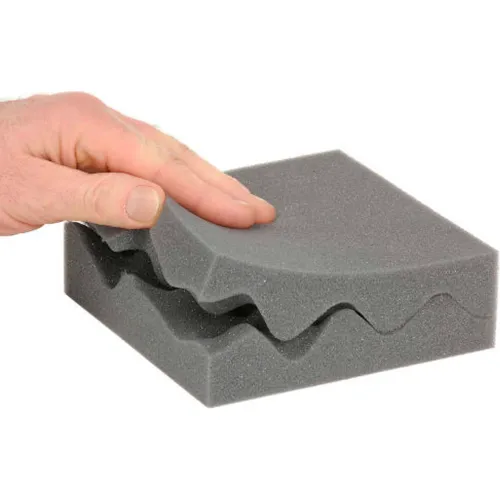 Convoluted Foam Set, 6"L x 6"W x 2" Thick, Charcoal Pkg Qty 64