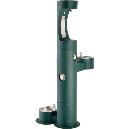 Elkay LK4420BF1UDB, Tri-Level Outdoor Pedestal Tubular W/Pet Fountain, Upper Water Refilling Station