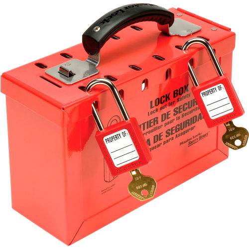 Master Lock Group Lock Box, Latch Tight Portable, Red