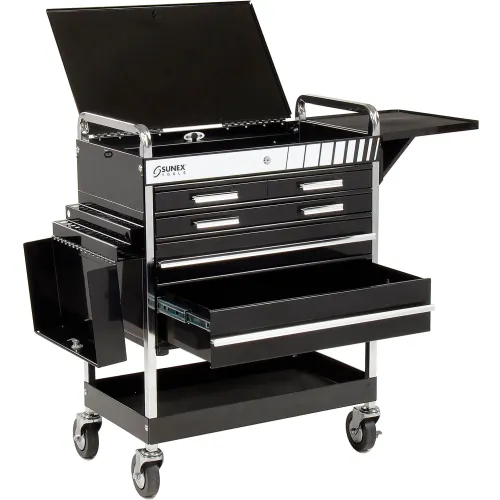Sunex  Tools Professional 5-Drawer Black Tool Cart W/ Locking Top