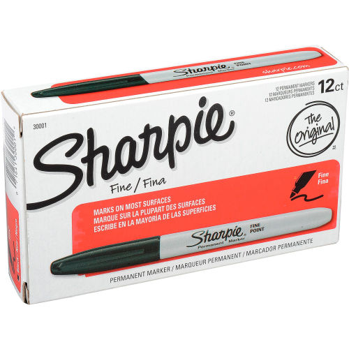 Sharpie® Permanent Marker, Fine Point, Black Ink, Dozen