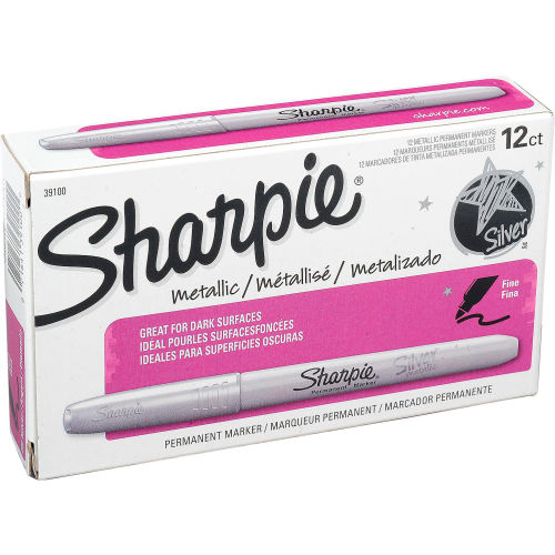 Sharpie® Metallic Permanent Marker, Fine, Metallic Silver Ink, Dozen