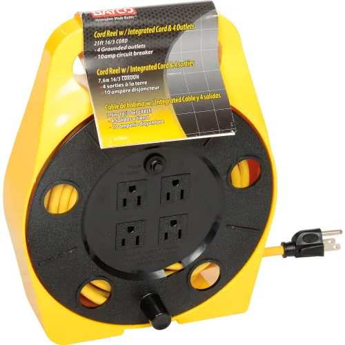 BAYCO Quad Tap Extension Cord - 25' 16/3 on Reel