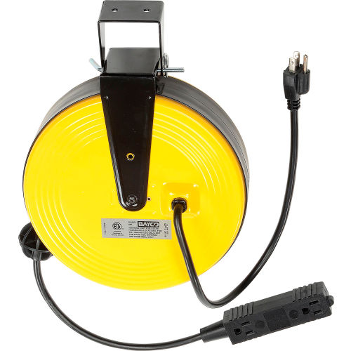 Bayco® Triple Tap Extension Cord SL-800, Retractable Reel, 30 ft. L Cord, 16/3 GA, YW, 4-PK - Pkg Qty 4