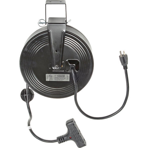Bayco® SL801 Triple Tap Extension Cord, Retractable Reel, 30'L Cord