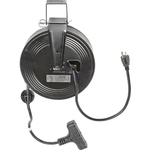 BAYCO Triple-Tap Extension Cord - 30' 14/3 on Metal Retractable Reel