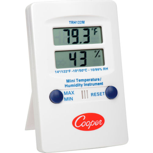 Cooper Mini Wall Thermometer, Trh122m-0-8, Digital Temperature & Humidity, Dual Display