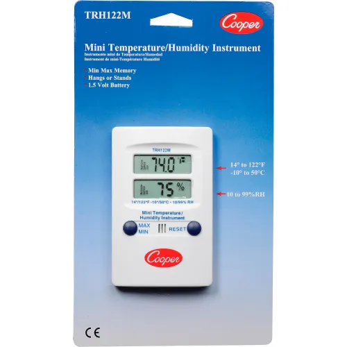 Cooper-Atkins TRH122M-0-8 Mini Wall Thermometer - Digital Temperature & Humidity, Dual Display