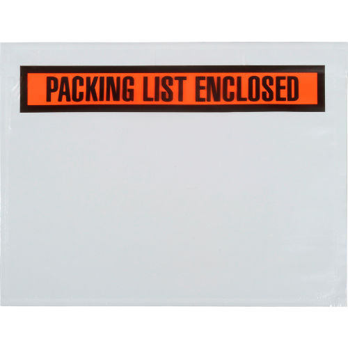 Packing List Envelopes - "Packing List Enclosed" 7" x 5-1/2" Clear Face - 1000/Case