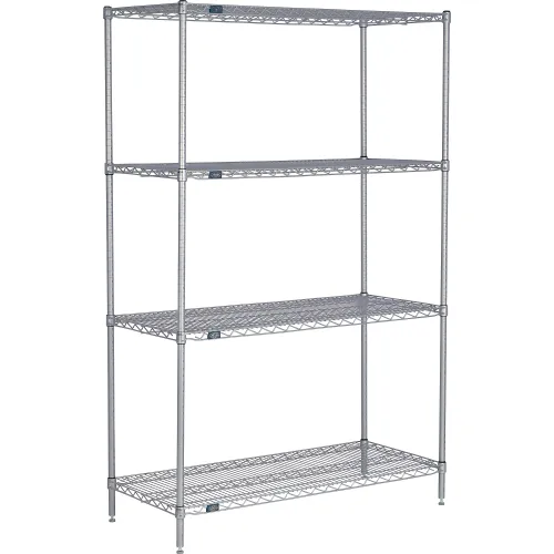 Nexel® 4 Shelf, Nexelate® Silver Epoxy Wire Shelving Unit, Starter, 72