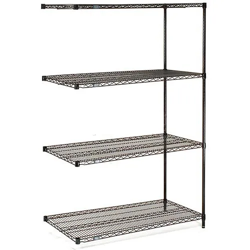 Nexel® 3 Shelf, Black Epoxy Wire Shelving Unit, Add On, 24"W x 18"D x 34"H