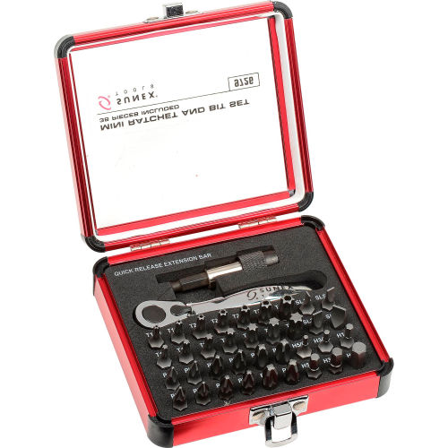 Sunex® Mini Ratchet and Bit Set, 9726, 38-Piece, Aluminum Case