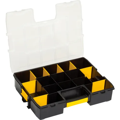 STANLEY STST14027 Tool Organizer, 13 in W, 3.4 in H, 15-Compartment,  14-Drawer, Plastic, Black/Yellow D&B Supply