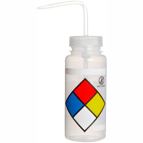Bel-Art LDPE Wash Bottles 118160009, 500ml, Write On Label, Natural Cap, Wide Mouth, 4/PK