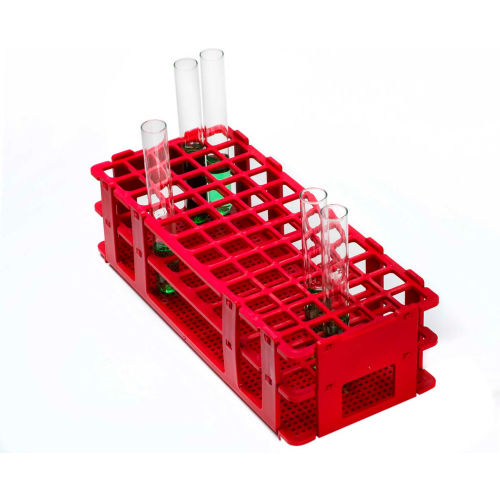 Bel-Art No-Wire&#153; PP Test Tube Rack 187460001, For 13-16mm Tubes, 60 Places, Red, 1/PK